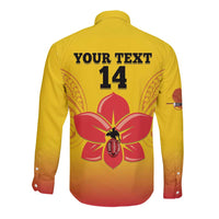 Orchids PNG Rugby Custom Long Sleeve Button Shirt Go Champions Papua New Guinea LT14 - Polynesian Pride