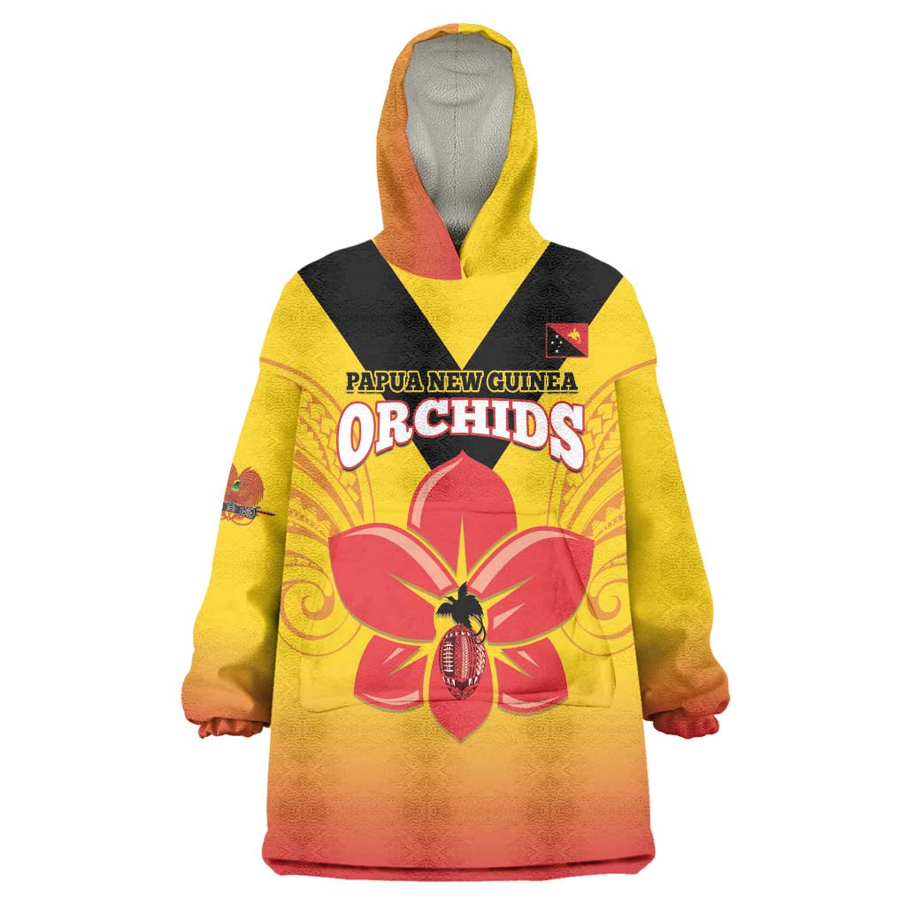 Orchids PNG Rugby Custom Wearable Blanket Hoodie Go Champions Papua New Guinea