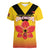 Orchids PNG Rugby Custom Women V-Neck T-Shirt Go Champions Papua New Guinea