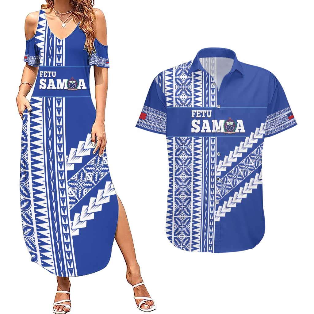 Fetu Samoa Rugby Custom Couples Matching Summer Maxi Dress and Hawaiian Shirt Siapo Pattern - Sporty Style
