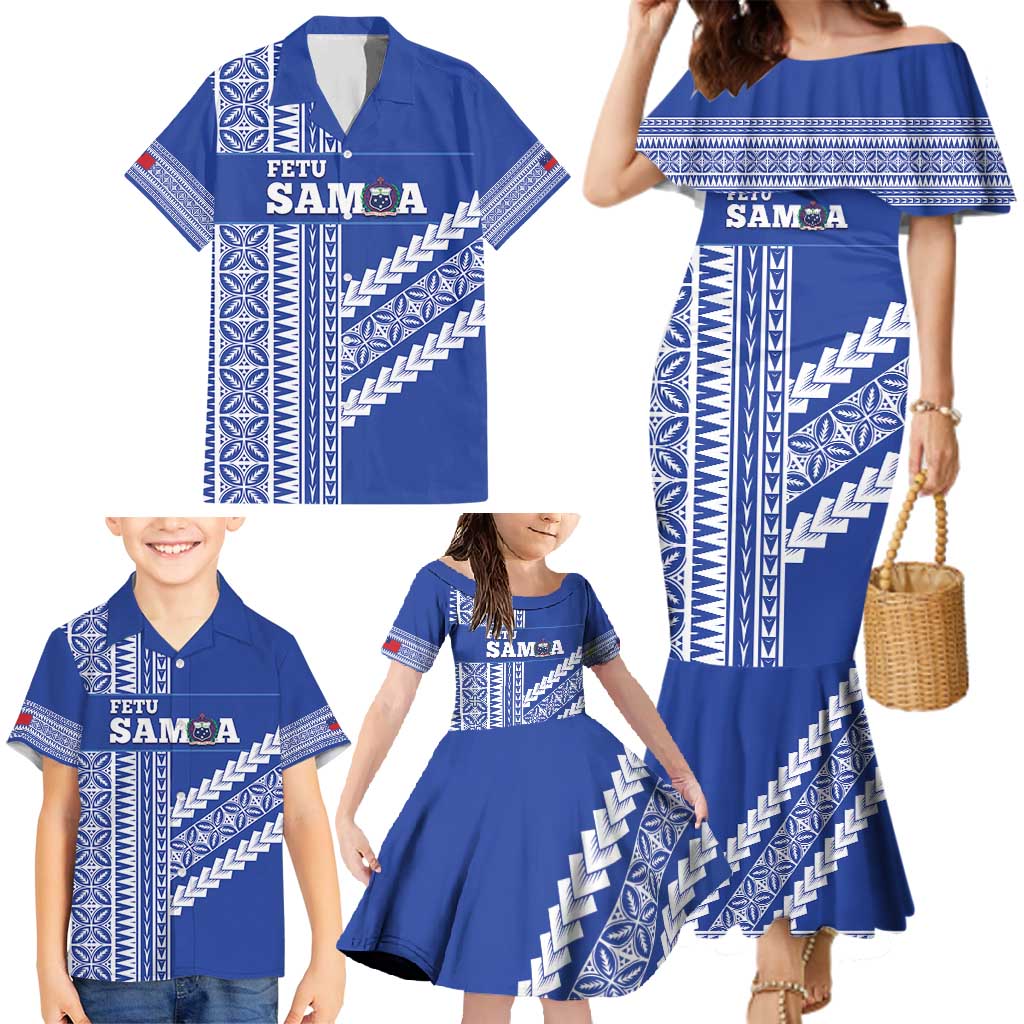 Fetu Samoa Rugby Custom Family Matching Mermaid Dress and Hawaiian Shirt Siapo Pattern - Sporty Style