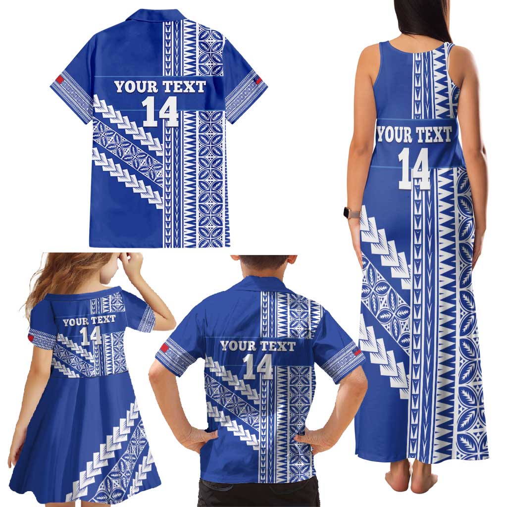 Fetu Samoa Rugby Custom Family Matching Tank Maxi Dress and Hawaiian Shirt Siapo Pattern - Sporty Style