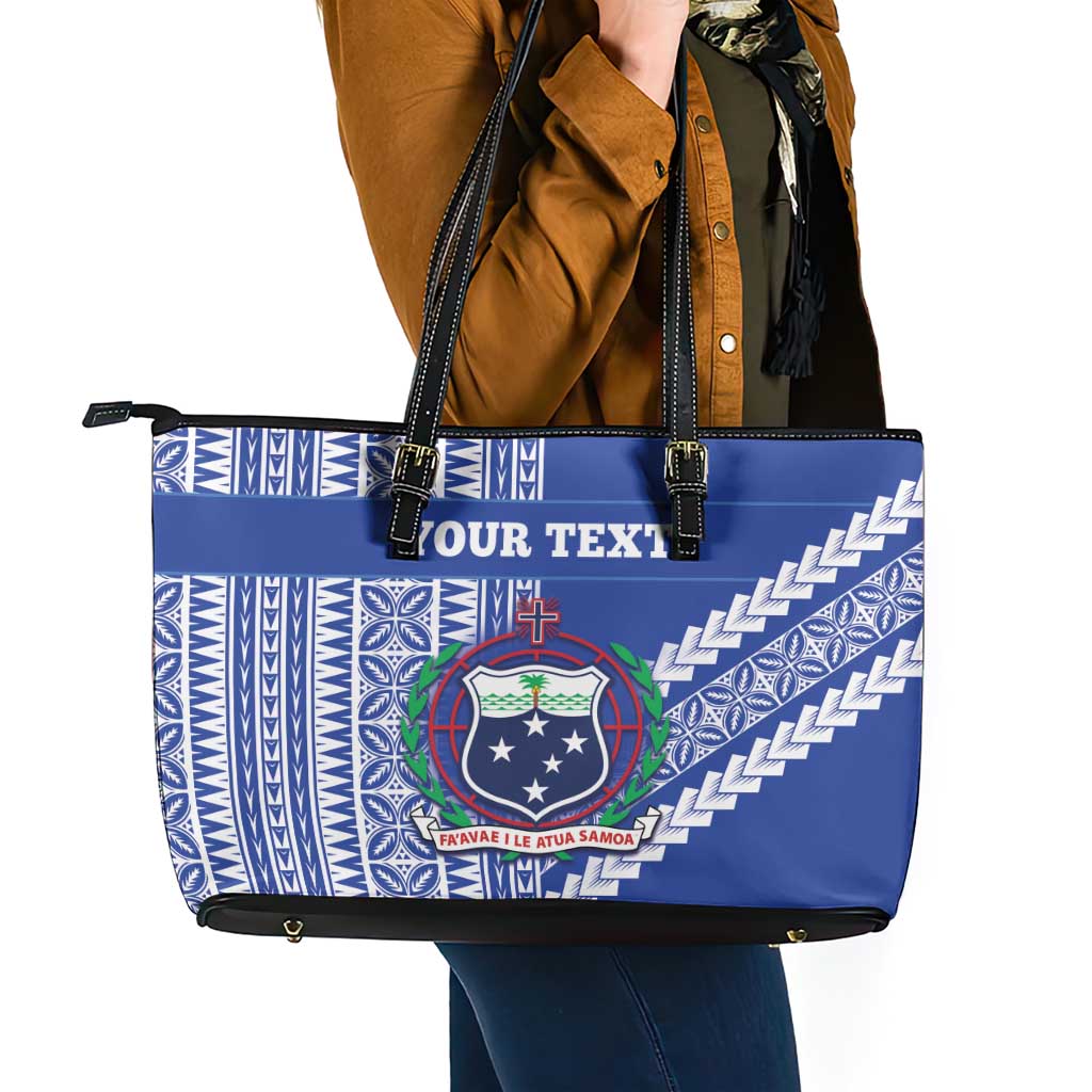 Fetu Samoa Rugby Custom Leather Tote Bag Siapo Pattern - Sporty Style LT14 - Polynesian Pride