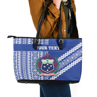Fetu Samoa Rugby Custom Leather Tote Bag Siapo Pattern - Sporty Style LT14 - Polynesian Pride