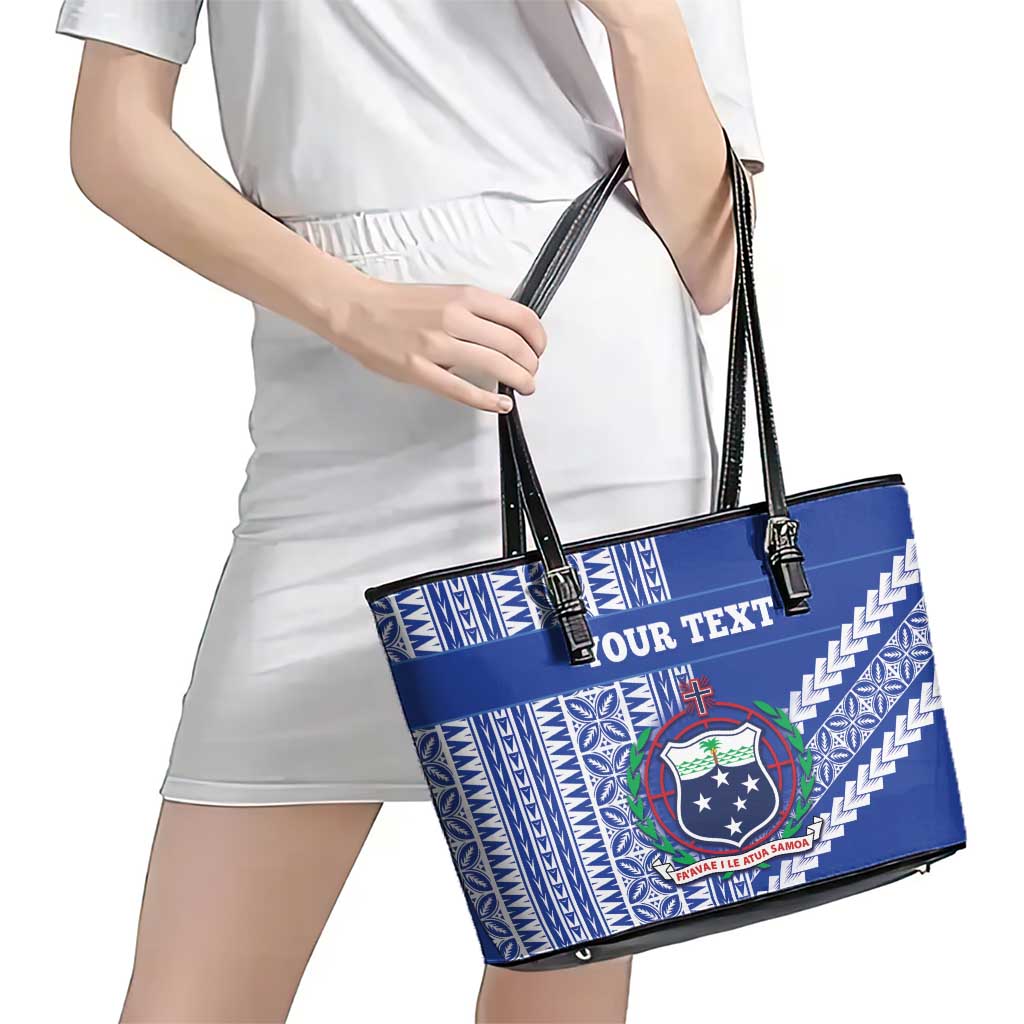Fetu Samoa Rugby Custom Leather Tote Bag Siapo Pattern - Sporty Style LT14 - Polynesian Pride