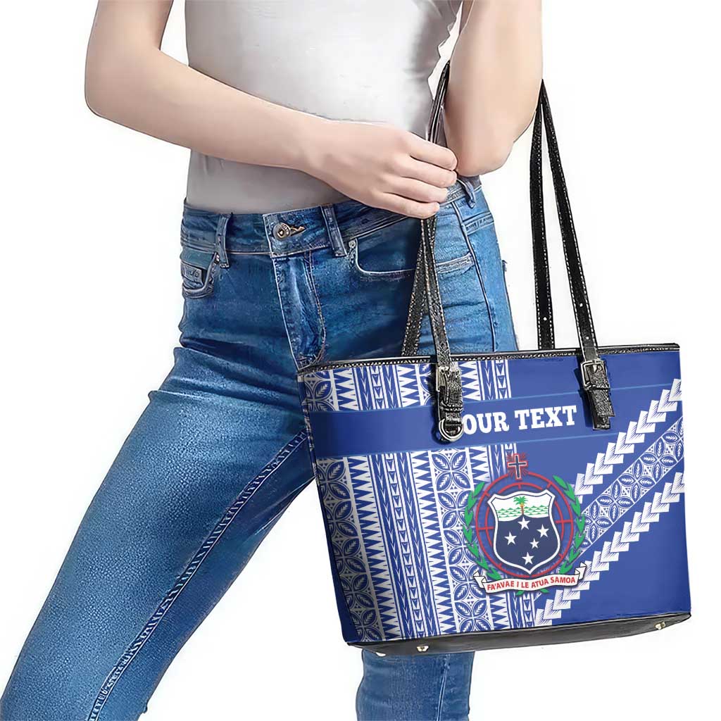Fetu Samoa Rugby Custom Leather Tote Bag Siapo Pattern - Sporty Style LT14 - Polynesian Pride