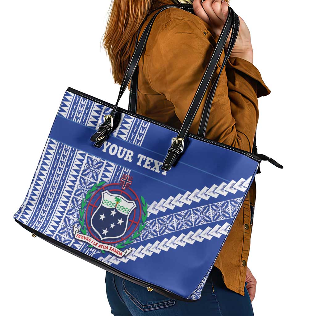 Fetu Samoa Rugby Custom Leather Tote Bag Siapo Pattern - Sporty Style LT14 - Polynesian Pride