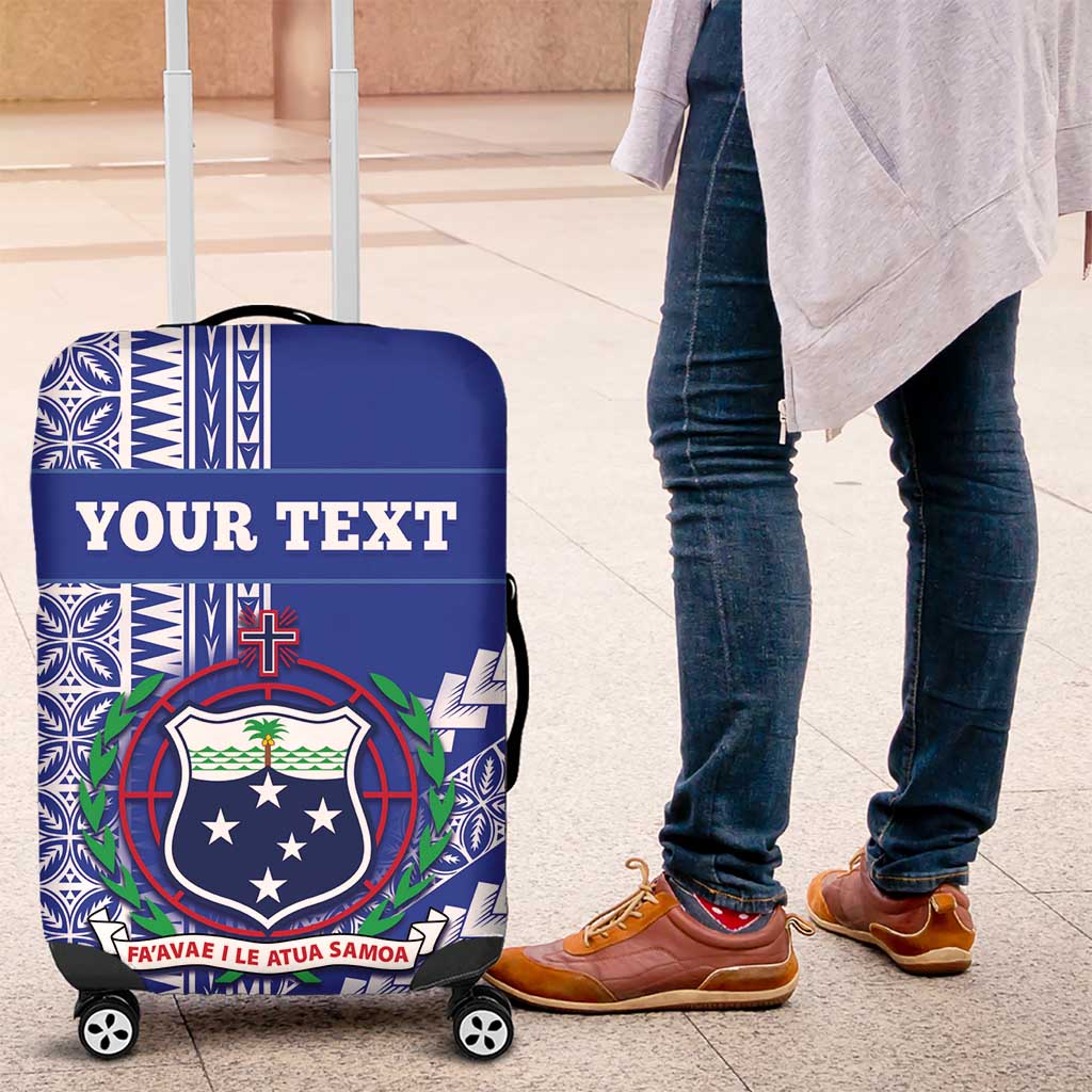 Fetu Samoa Rugby Custom Luggage Cover Siapo Pattern - Sporty Style LT14 Blue - Polynesian Pride