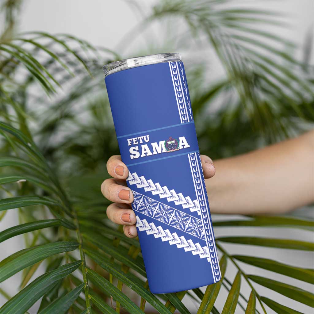 Custom Fetu Samoa Rugby Skinny Tumbler Siapo Pattern - Sporty Style LT14 - Polynesian Pride