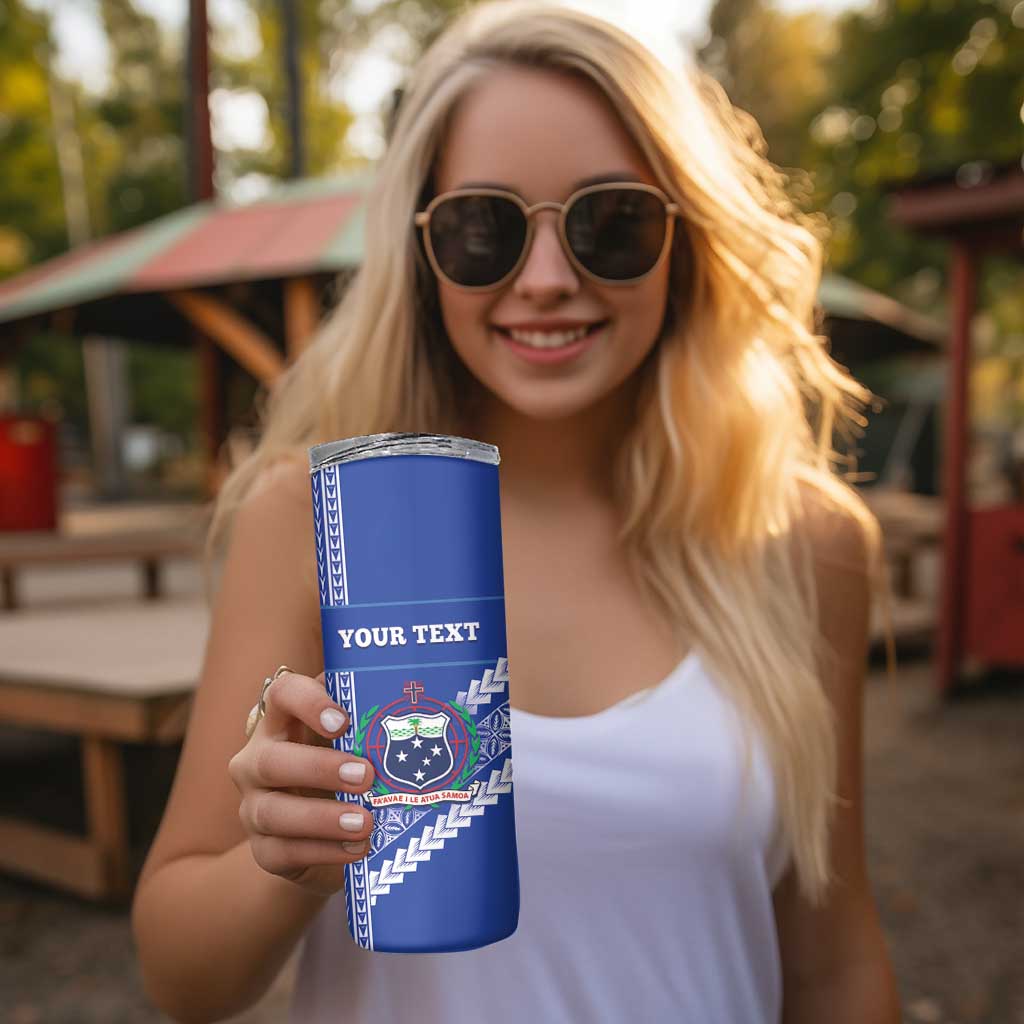 Custom Fetu Samoa Rugby Skinny Tumbler Siapo Pattern - Sporty Style LT14 - Polynesian Pride