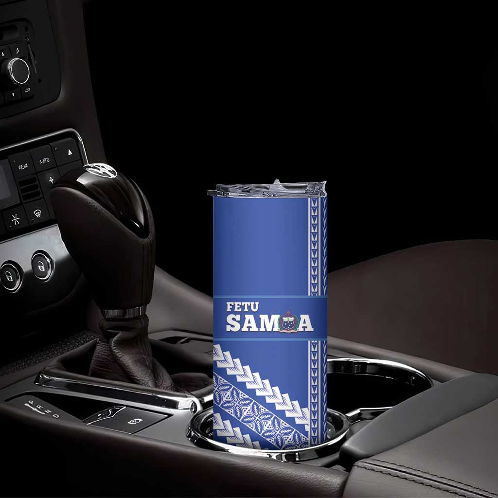 Custom Fetu Samoa Rugby Skinny Tumbler Siapo Pattern - Sporty Style LT14 - Polynesian Pride