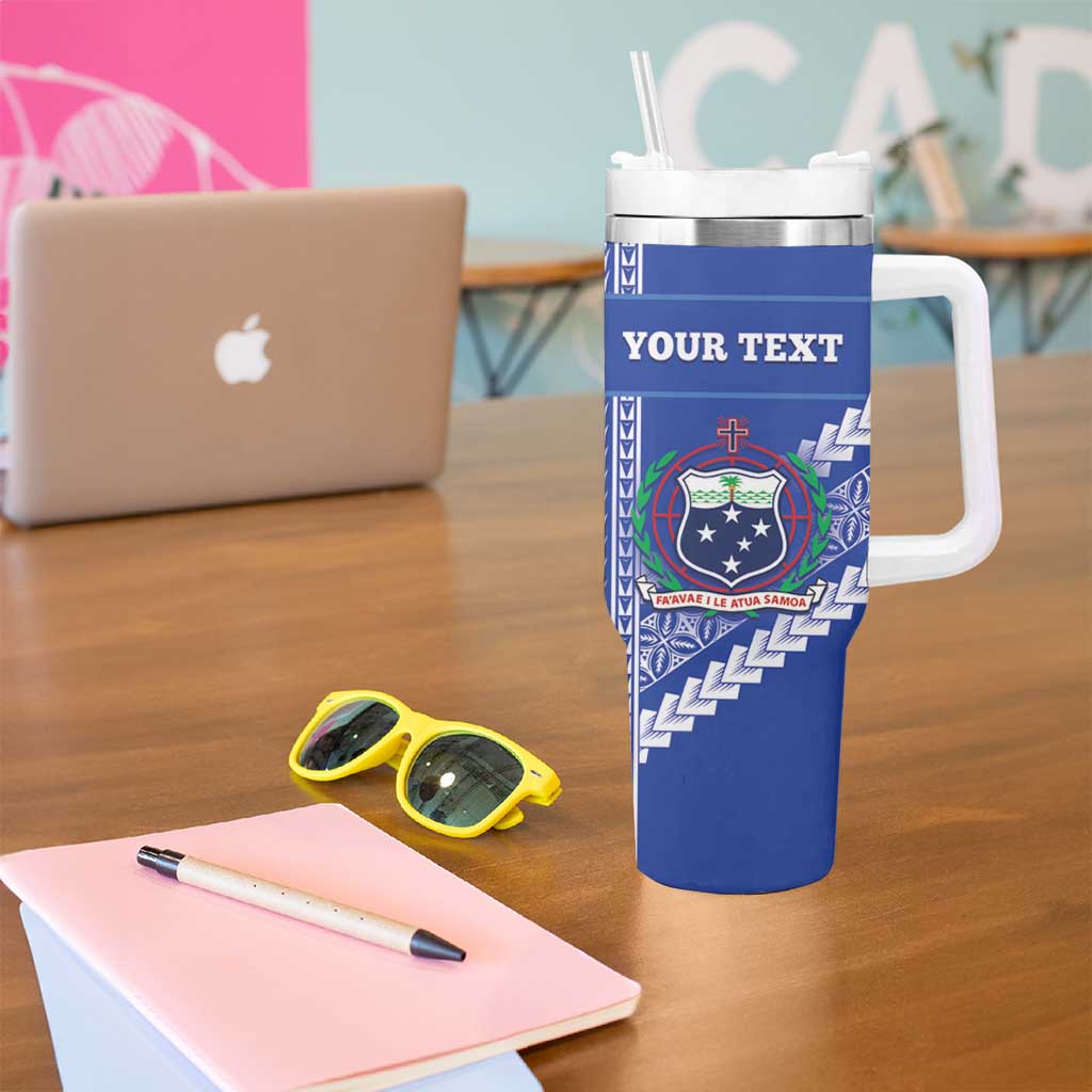 Custom Fetu Samoa Rugby Tumbler With Handle Siapo Pattern - Sporty Style LT14 - Polynesian Pride