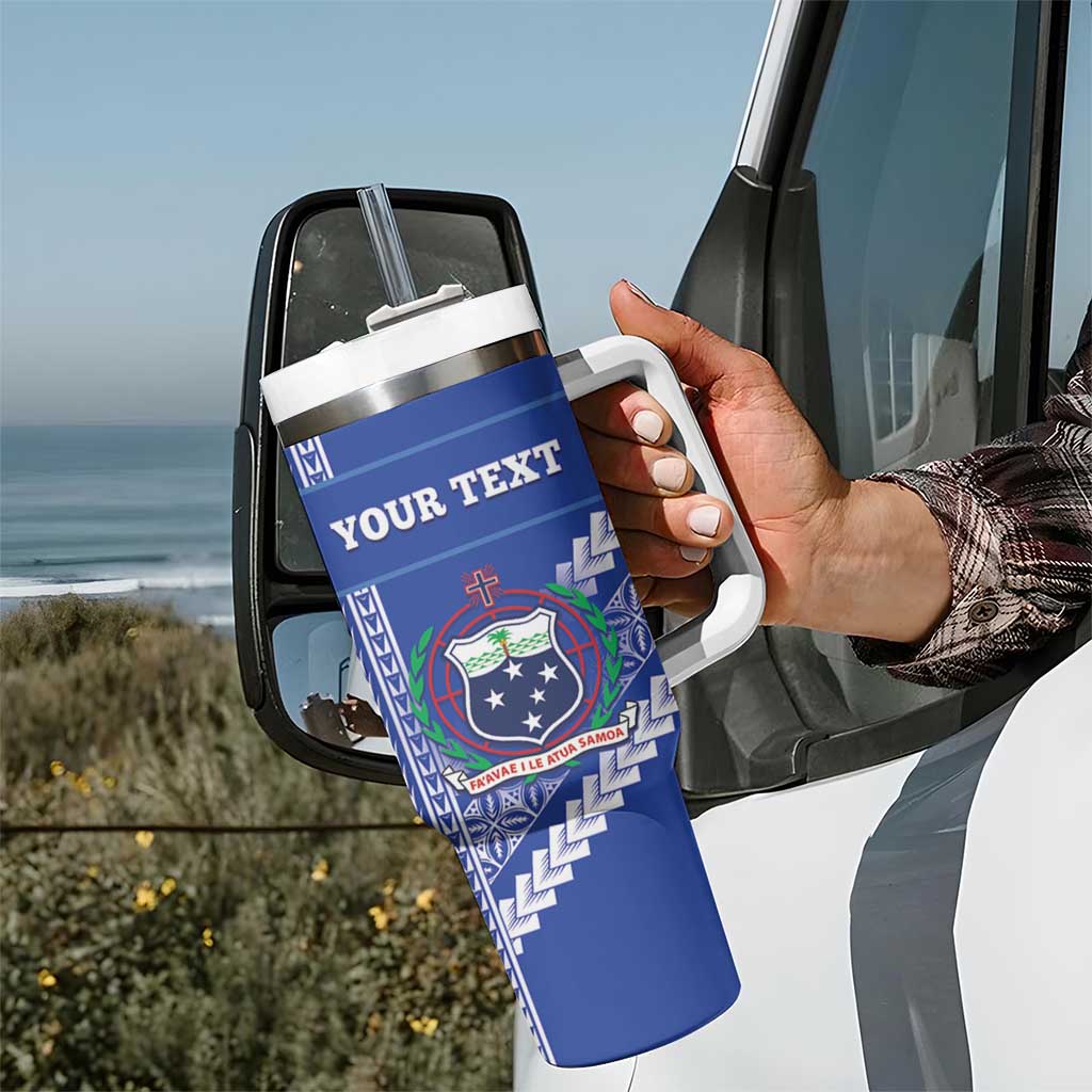 Custom Fetu Samoa Rugby Tumbler With Handle Siapo Pattern - Sporty Style LT14 - Polynesian Pride