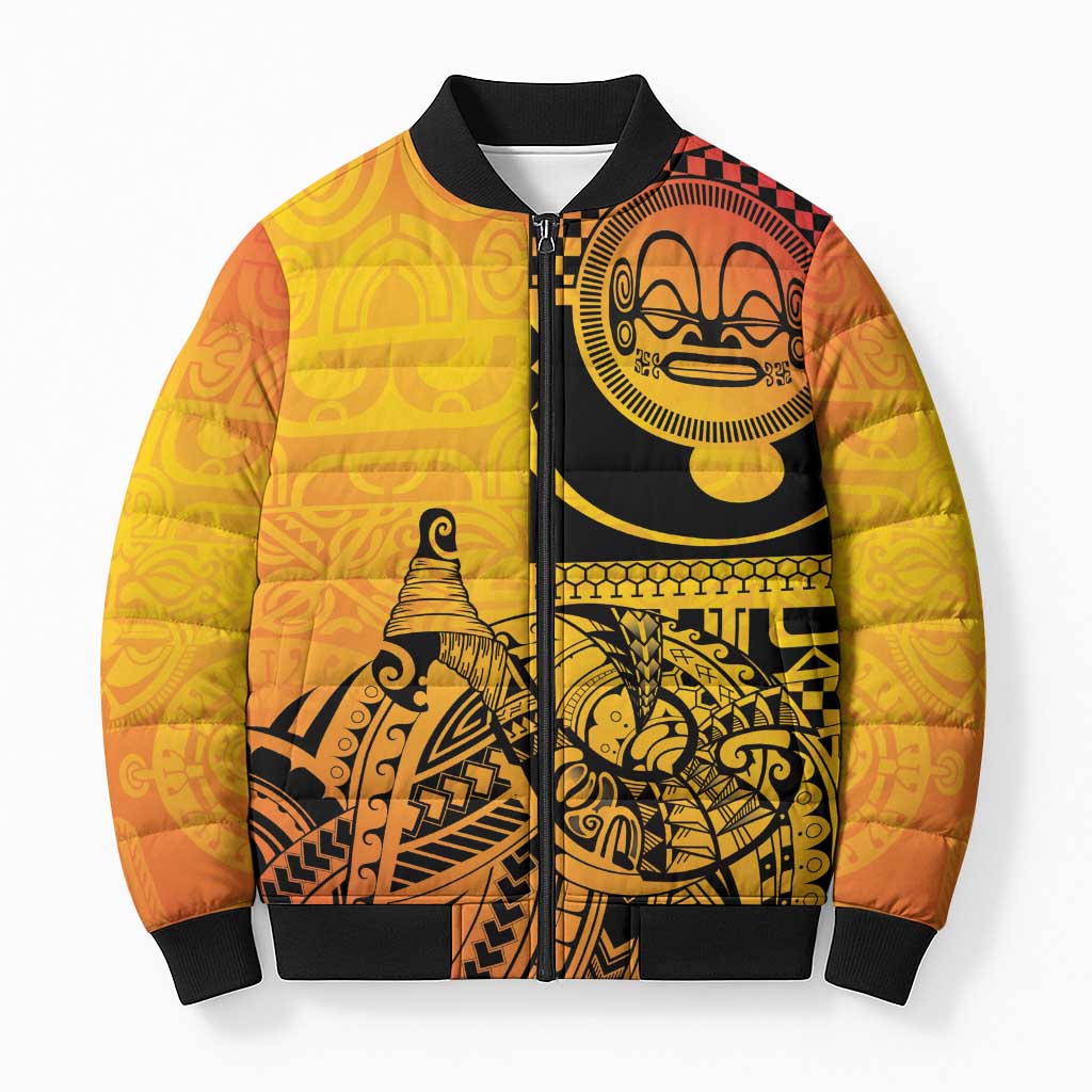 Marquesas Islands Bomber Puffer Jacket Marquesan Matatiki Fish Hook Patutiki - Polynesian Pride