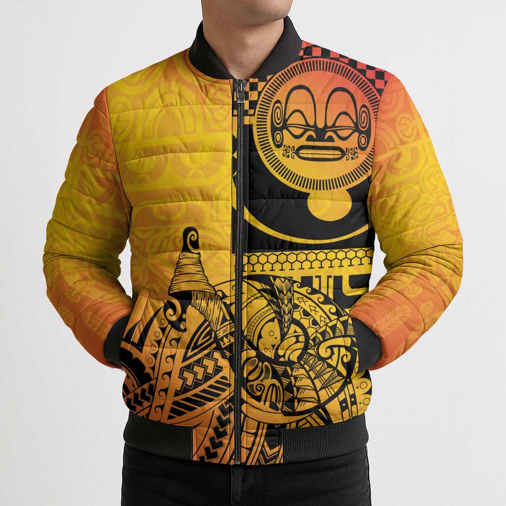 Marquesas Islands Bomber Puffer Jacket Marquesan Matatiki Fish Hook Patutiki - Polynesian Pride