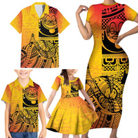 Marquesas Islands Family Matching Short Sleeve Bodycon Dress and Hawaiian Shirt Marquesan Matatiki Fish Hook Patutiki - Polynesian Pride