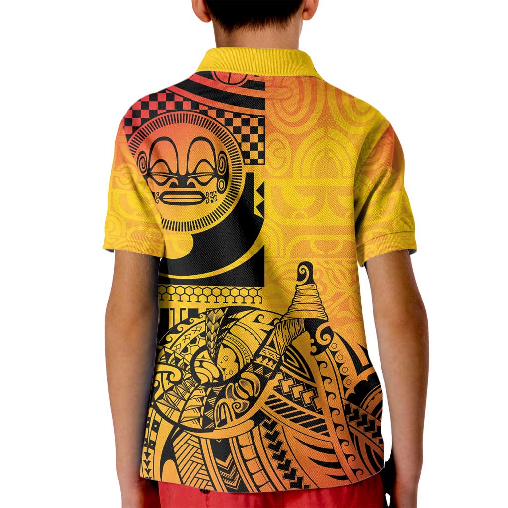 Marquesas Islands Kid Polo Shirt Marquesan Matatiki Fish Hook Patutiki - Polynesian Pride