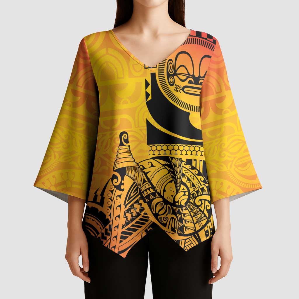 Marquesas Islands Kimono Sleeve Blouse Marquesan Matatiki Fish Hook Patutiki - Polynesian Pride