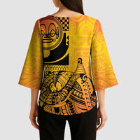 Marquesas Islands Kimono Sleeve Blouse Marquesan Matatiki Fish Hook Patutiki - Polynesian Pride