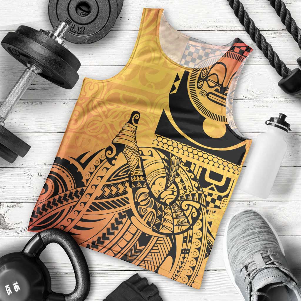 Marquesas Islands Men Tank Top Marquesan Matatiki Fish Hook Patutiki - Polynesian Pride