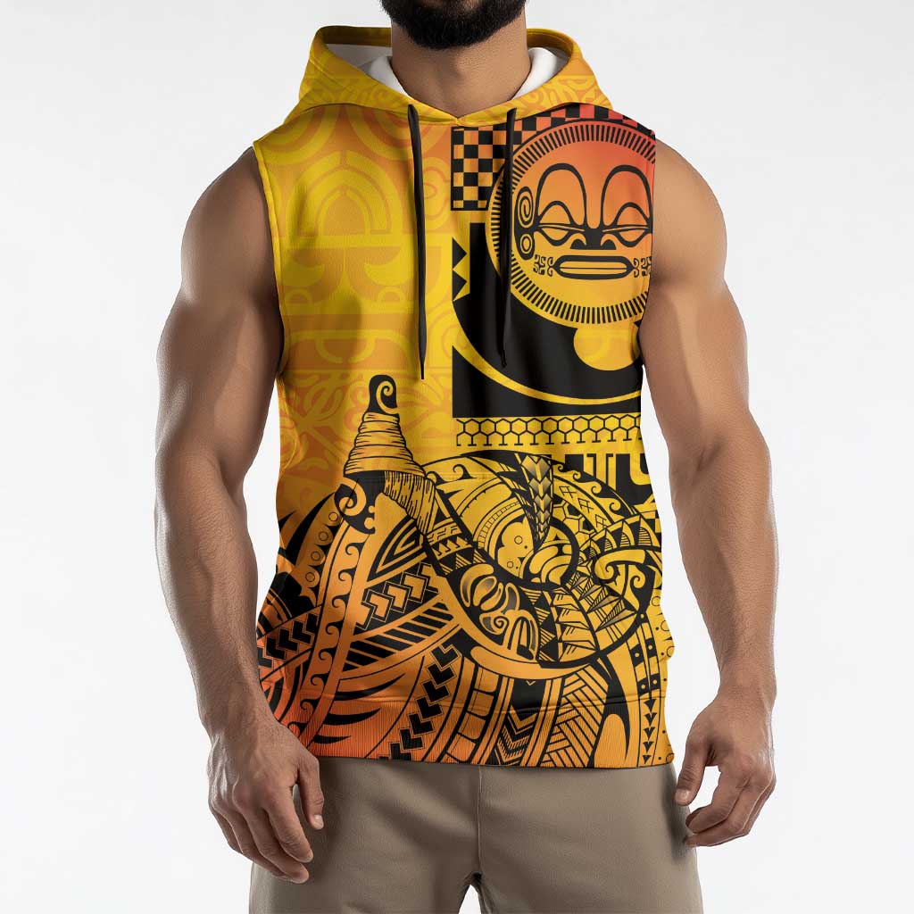 Marquesas Islands Sleeveless Hoodie Marquesan Matatiki Fish Hook Patutiki - Polynesian Pride