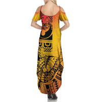 Marquesas Islands Summer Maxi Dress Marquesan Matatiki Fish Hook Patutiki - Polynesian Pride