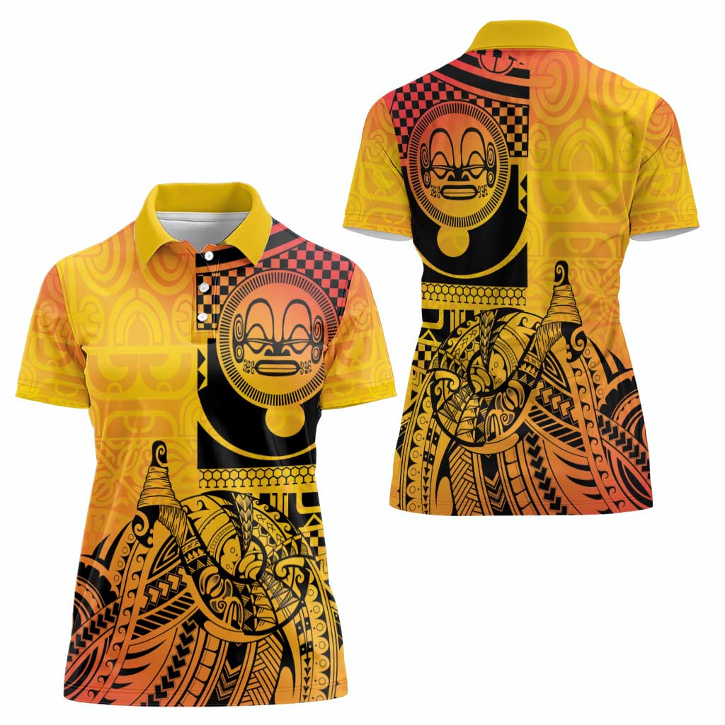 Marquesas Islands Women Polo Shirt Marquesan Matatiki Fish Hook Patutiki - Polynesian Pride