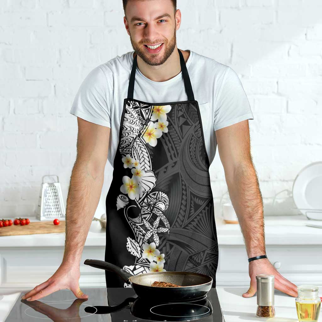 Black Samoa Tattoo Apron Plumeria Samoan Ocean Tatau Pattern - Polynesian Pride