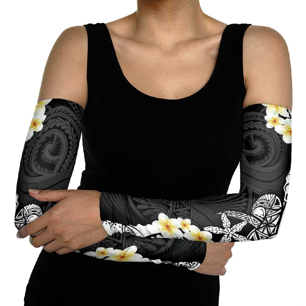 Black Samoa Tattoo Arm Sleeves Plumeria Samoan Ocean Tatau Pattern - Polynesian Pride