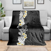 Black Samoa Tattoo Blanket Plumeria Samoan Ocean Tatau Pattern - Polynesian Pride