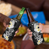 Black Samoa Tattoo 4 in 1 Can Cooler Tumbler Plumeria Samoan Ocean Tatau Pattern - Polynesian Pride