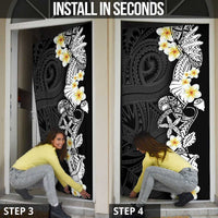 Black Samoa Tattoo Door Cover Plumeria Samoan Ocean Tatau Pattern - Polynesian Pride