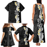 Black Samoa Tattoo Family Matching Tank Maxi Dress and Hawaiian Shirt Plumeria Samoan Ocean Tatau Pattern - Polynesian Pride