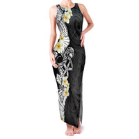 Black Samoa Tattoo Family Matching Tank Maxi Dress and Hawaiian Shirt Plumeria Samoan Ocean Tatau Pattern - Polynesian Pride