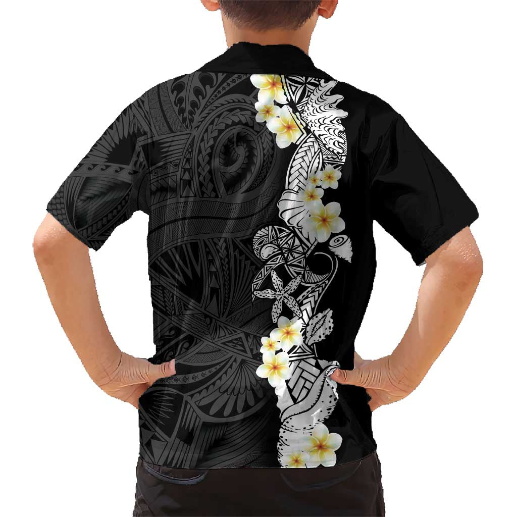Black Samoa Tattoo Hawaiian Shirt Plumeria Samoan Ocean Tatau Pattern - Polynesian Pride