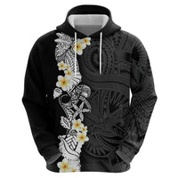 Black Samoa Tattoo Hoodie Plumeria Samoan Ocean Tatau Pattern - Polynesian Pride