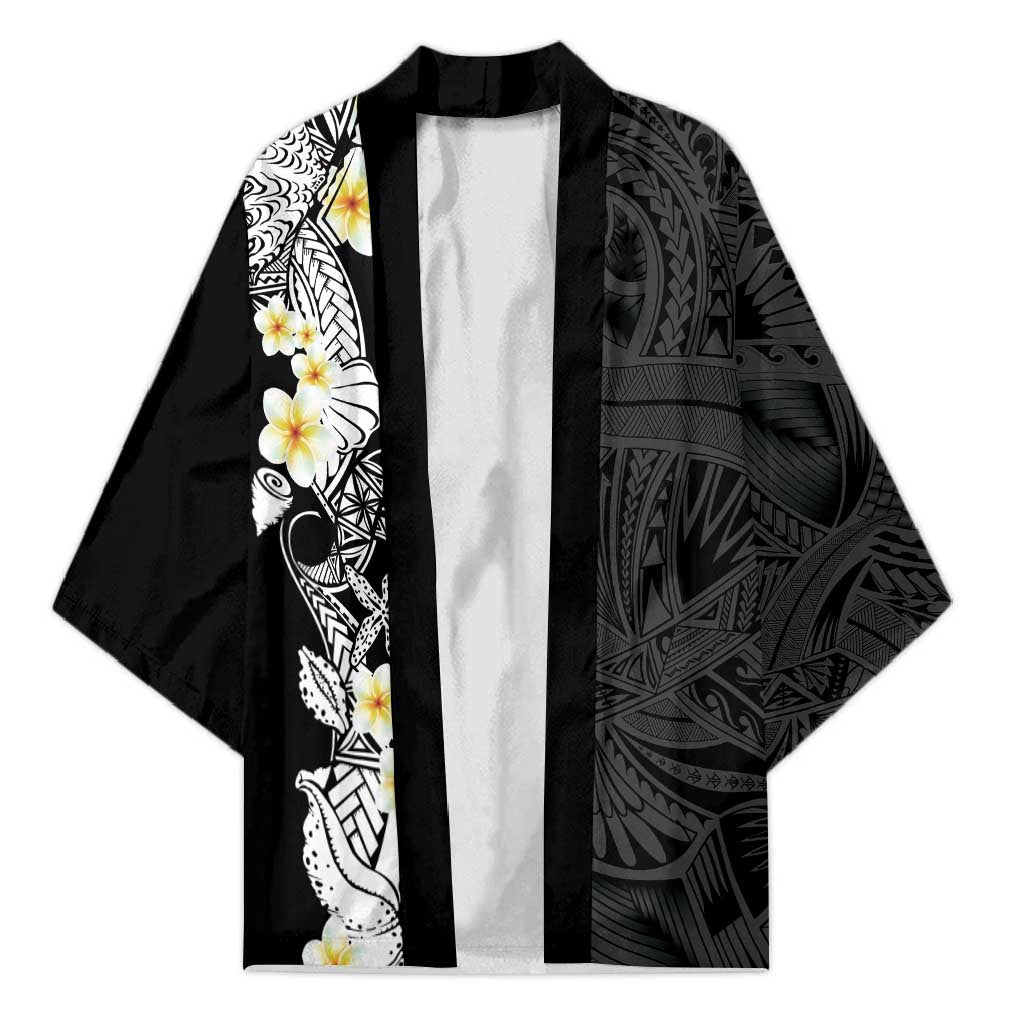 Black Samoa Tattoo Kimono Plumeria Samoan Ocean Tatau Pattern - Polynesian Pride