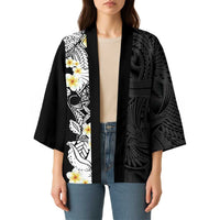 Black Samoa Tattoo Kimono Plumeria Samoan Ocean Tatau Pattern - Polynesian Pride