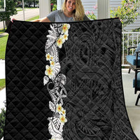 Black Samoa Tattoo Quilt Plumeria Samoan Ocean Tatau Pattern - Polynesian Pride