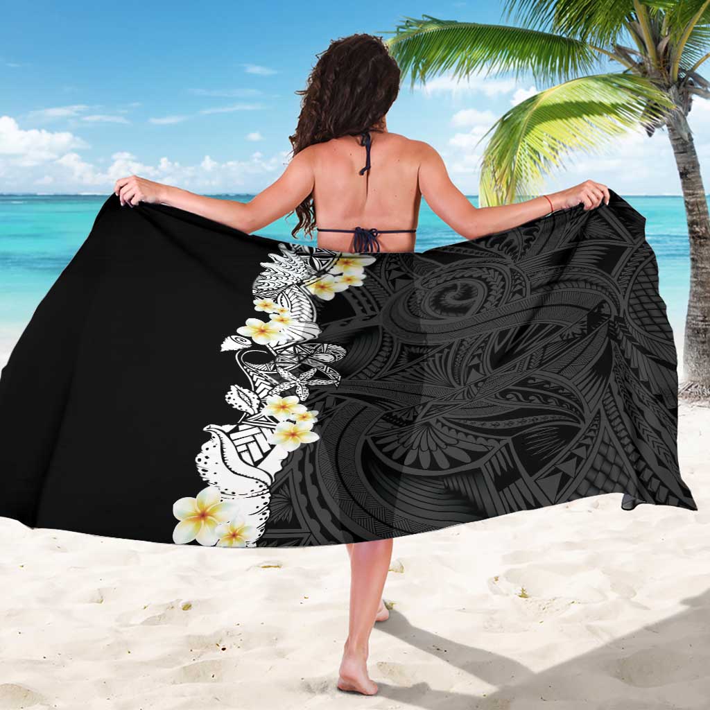 Black Samoa Tattoo Sarong Plumeria Samoan Ocean Tatau Pattern - Polynesian Pride