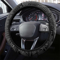 Black Samoa Tattoo Steering Wheel Cover Plumeria Samoan Ocean Tatau Pattern - Polynesian Pride