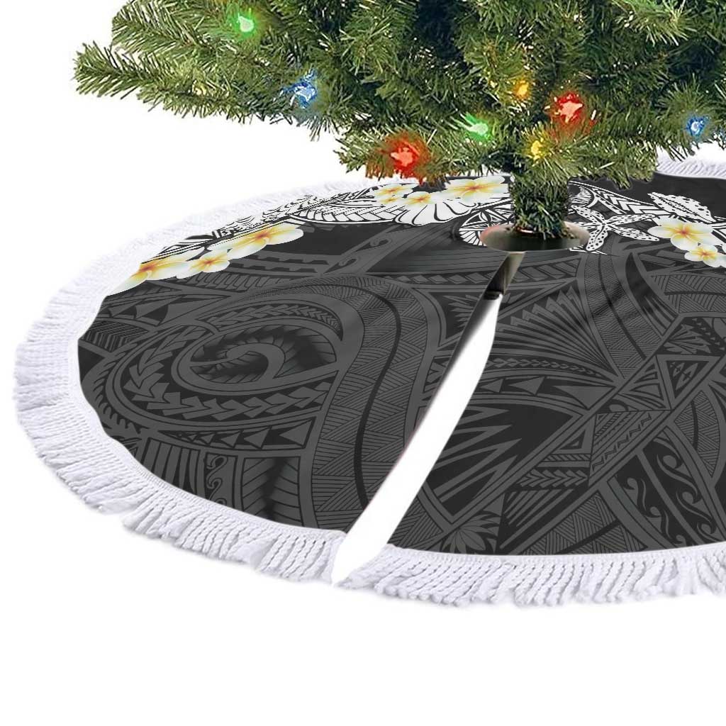 Black Samoa Tattoo Tree Skirt Plumeria Samoan Ocean Tatau Pattern - Polynesian Pride