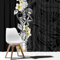 Black Samoa Tattoo Window Curtain Plumeria Samoan Ocean Tatau Pattern - Polynesian Pride