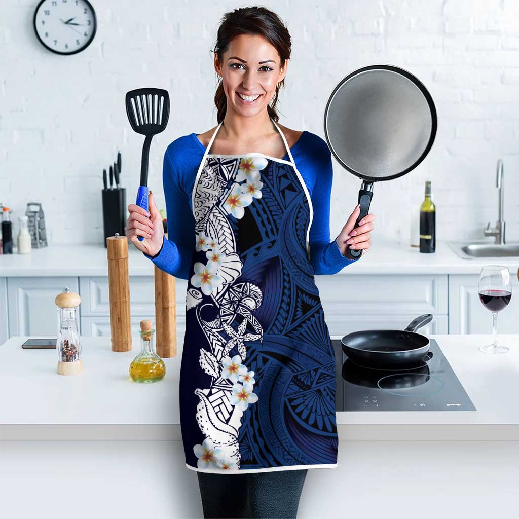 Blue Samoa Tattoo Apron Plumeria Samoan Ocean Tatau Pattern - Polynesian Pride