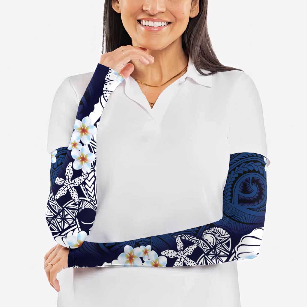 Blue Samoa Tattoo Arm Sleeves Plumeria Samoan Ocean Tatau Pattern - Polynesian Pride