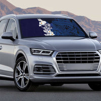 Blue Samoa Tattoo Auto Sun Shade Plumeria Samoan Ocean Tatau Pattern - Polynesian Pride