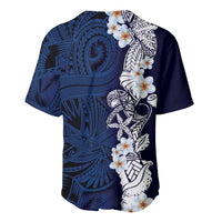 Blue Samoa Tattoo Baseball Jersey Plumeria Samoan Ocean Tatau Pattern - Polynesian Pride