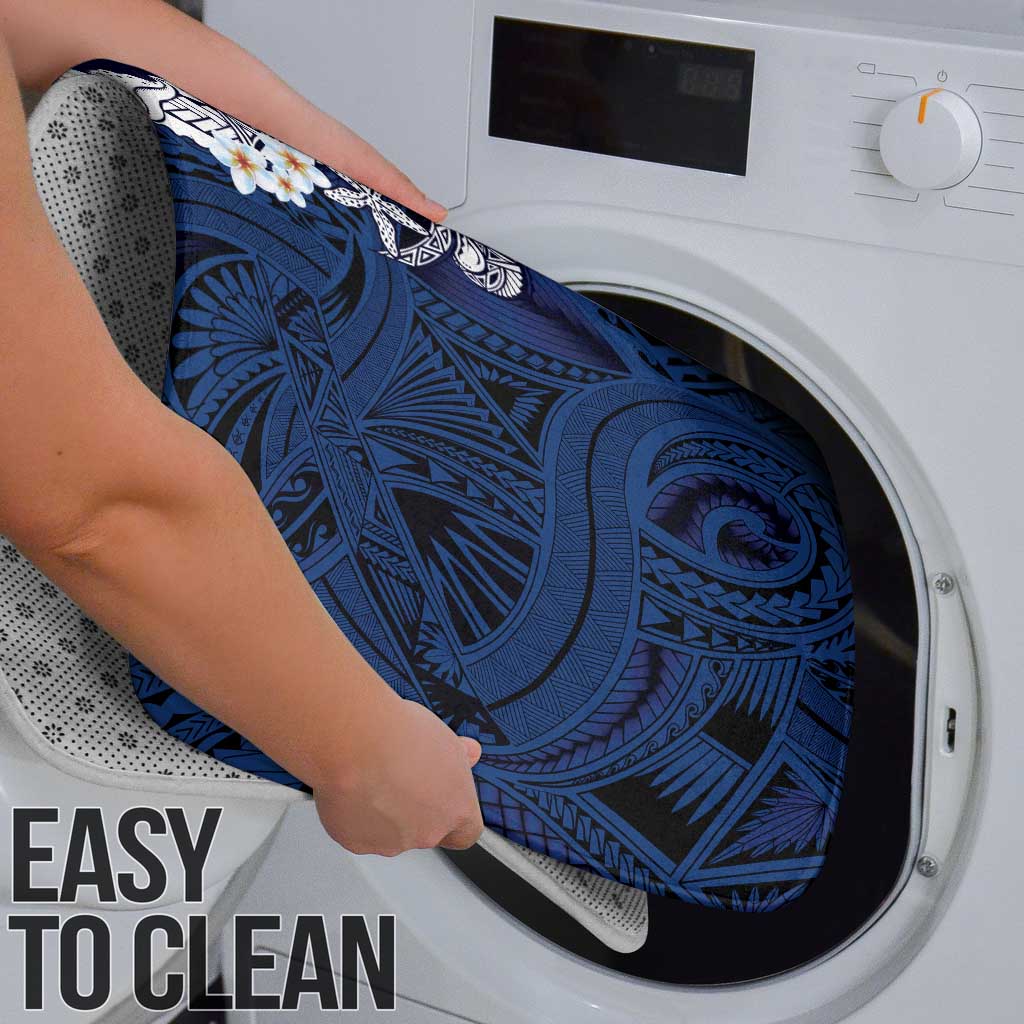 Blue Samoa Tattoo Bathroom Set Plumeria Samoan Ocean Tatau Pattern - Polynesian Pride