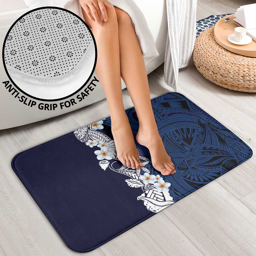 Blue Samoa Tattoo Bathroom Set Plumeria Samoan Ocean Tatau Pattern - Polynesian Pride