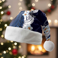 Blue Samoa Tattoo Christmas Santa Hat Plumeria Samoan Ocean Tatau Pattern - Polynesian Pride